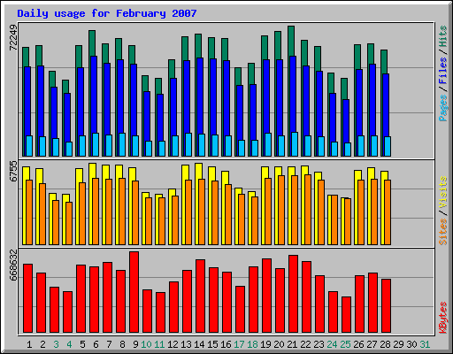 Daily usage for February 2007